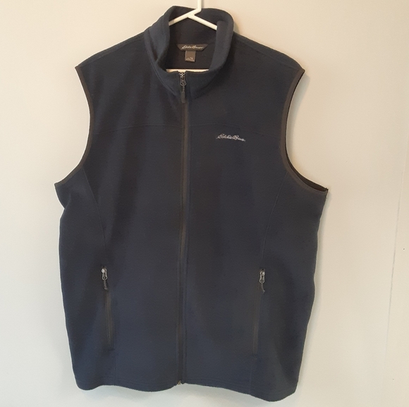 EDDIE BAUER FLEECE FULL ZIP VEST '08 ATLANTIC BLUE MENS SIZE XL TALL ( TXL)  EUC - Picture 1 of 11